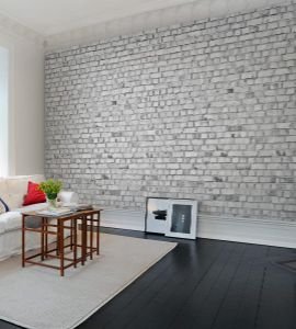 White Colored Brick Wallpaper
